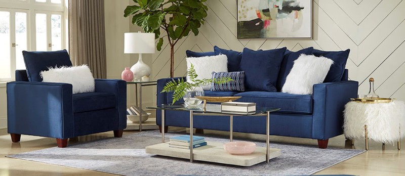 Indigo Blue Sofa & Chair 0